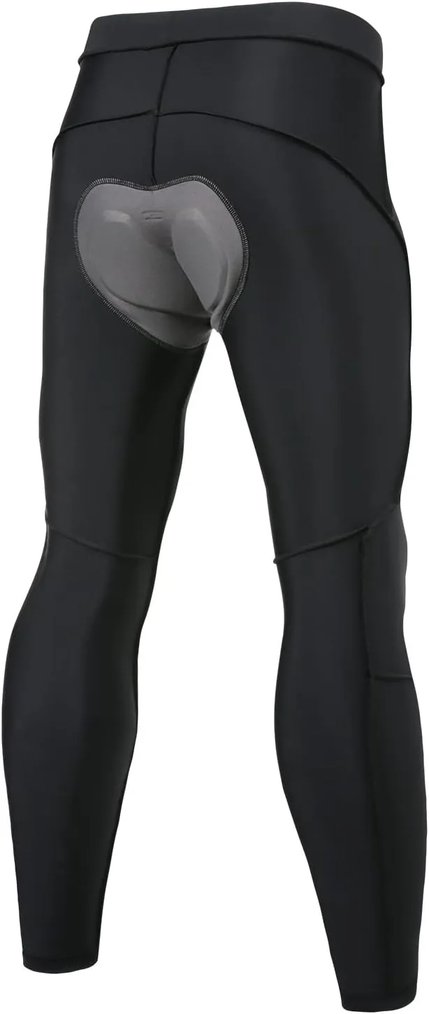 Santic Men's Bike Pants Long 4D Padded Cycling Tights Leggings Outdoor Riding Pants with Zipper Pockets