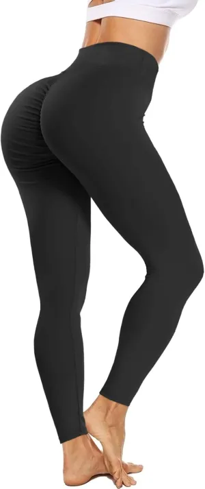Scrunch Butt Lifting Ruched Leggings for Women High Waisted Textured Tummy Control Push Up Yoga Pants