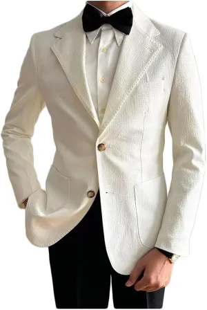 Seersucker Mens Solid Blazer Jacket Slim Fit Two Button Casual Summer Sport Coats for Wedding Prom