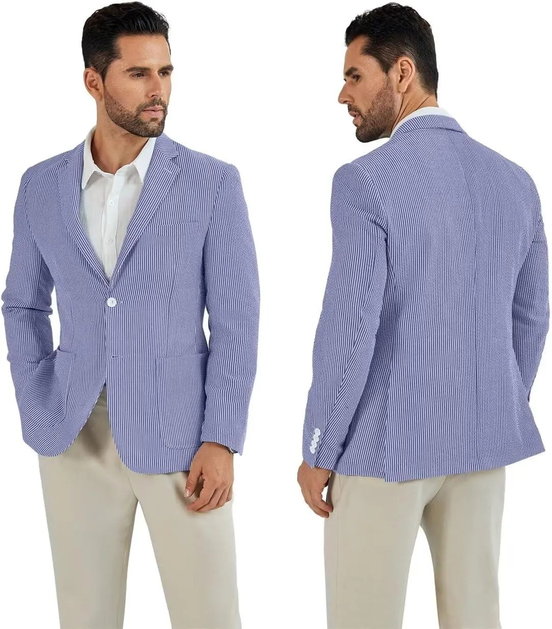 Seersucker Mens Suit Jacket Slim Fit Casual Blazer Summer Sport Coats Wedding Suits Jackets Prom Tuxedo Blazers