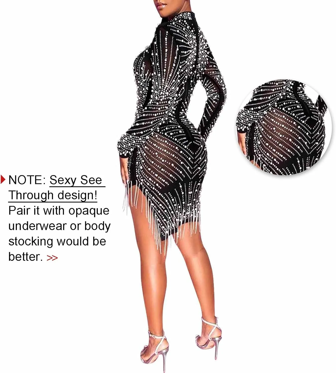 Sexy Rhinestone Dress for Women Spaghetti Straps Backless Hot Drilling Night Club Sleeveless Mesh Short Clubwear