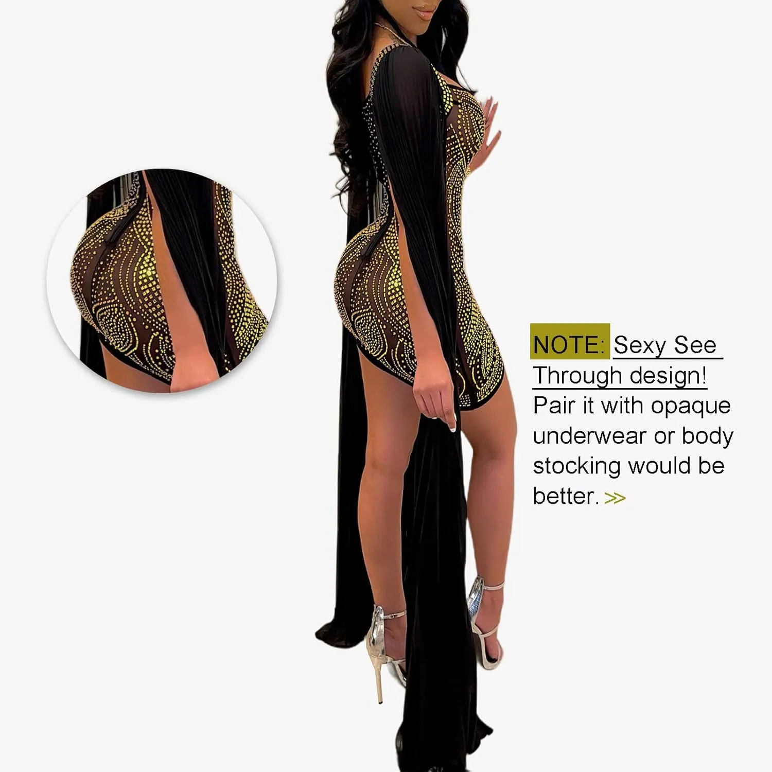 Sexy Rhinestone Dress for Women Spaghetti Straps Backless Hot Drilling Night Club Sleeveless Mesh Short Clubwear