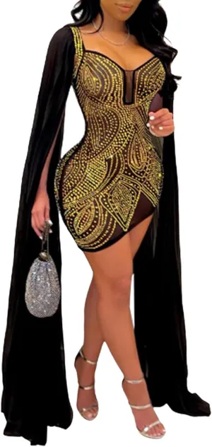 Sexy Rhinestone Dress for Women Spaghetti Straps Backless Hot Drilling Night Club Sleeveless Mesh Short Clubwear