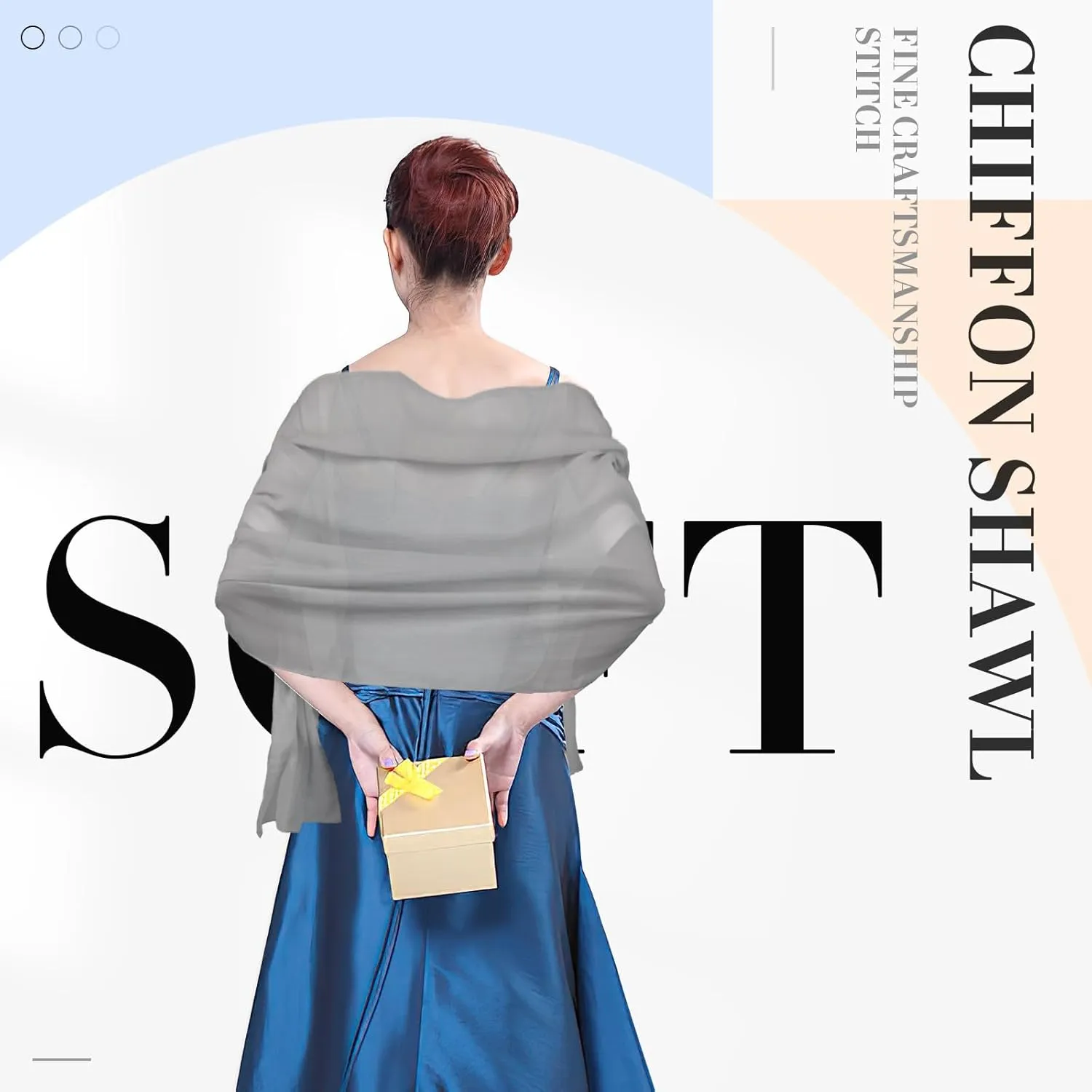 Shawls and Wraps for Evening Dresses - Chiffon Scarf for Women Wedding Bride - Formal Dress Scarves
