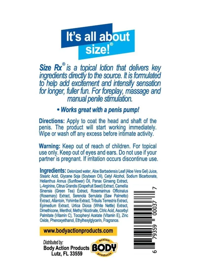 Size Rx Penile Enhancement Lotion