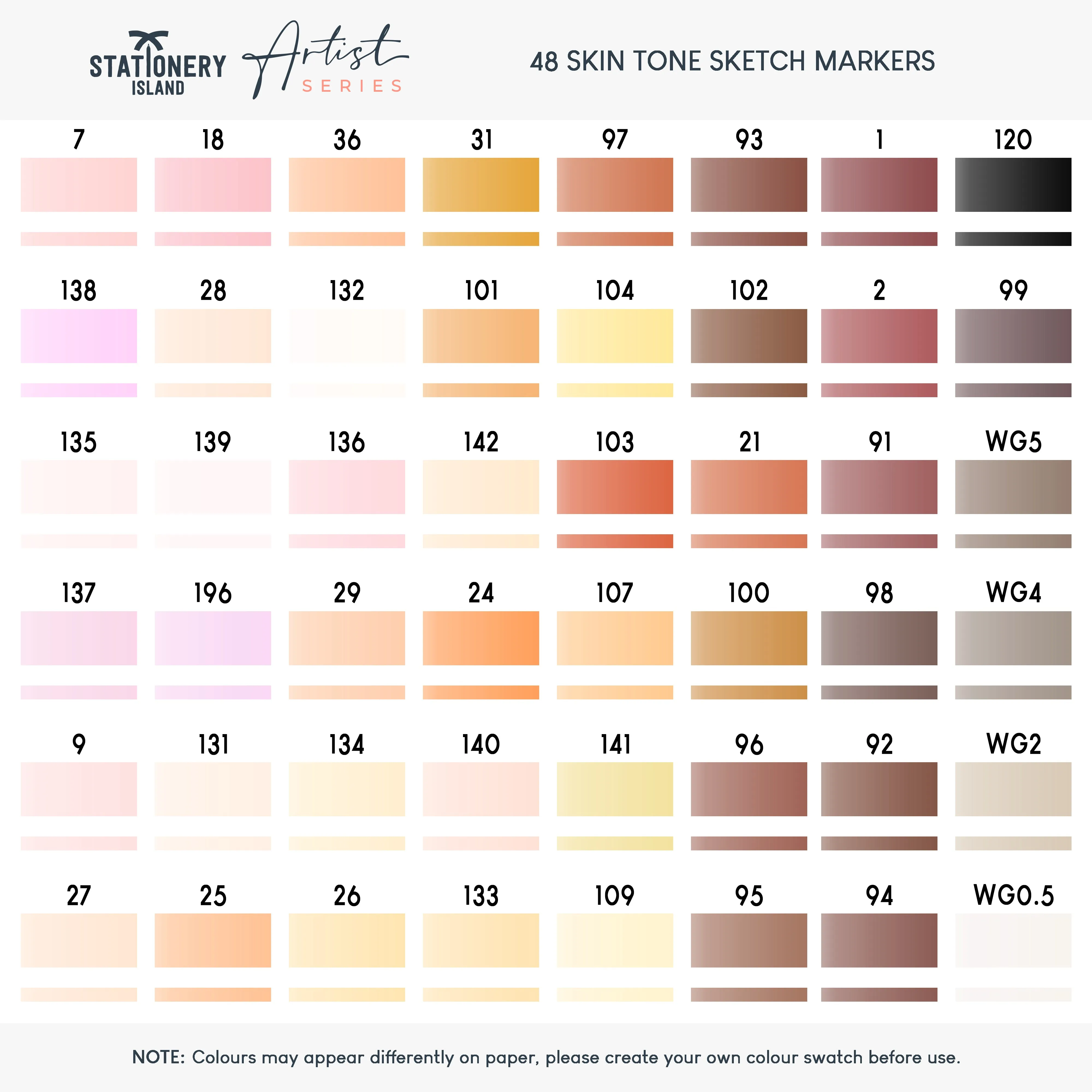 Skin Tones Sketch Markers & Hard Carry Case - Set of 48