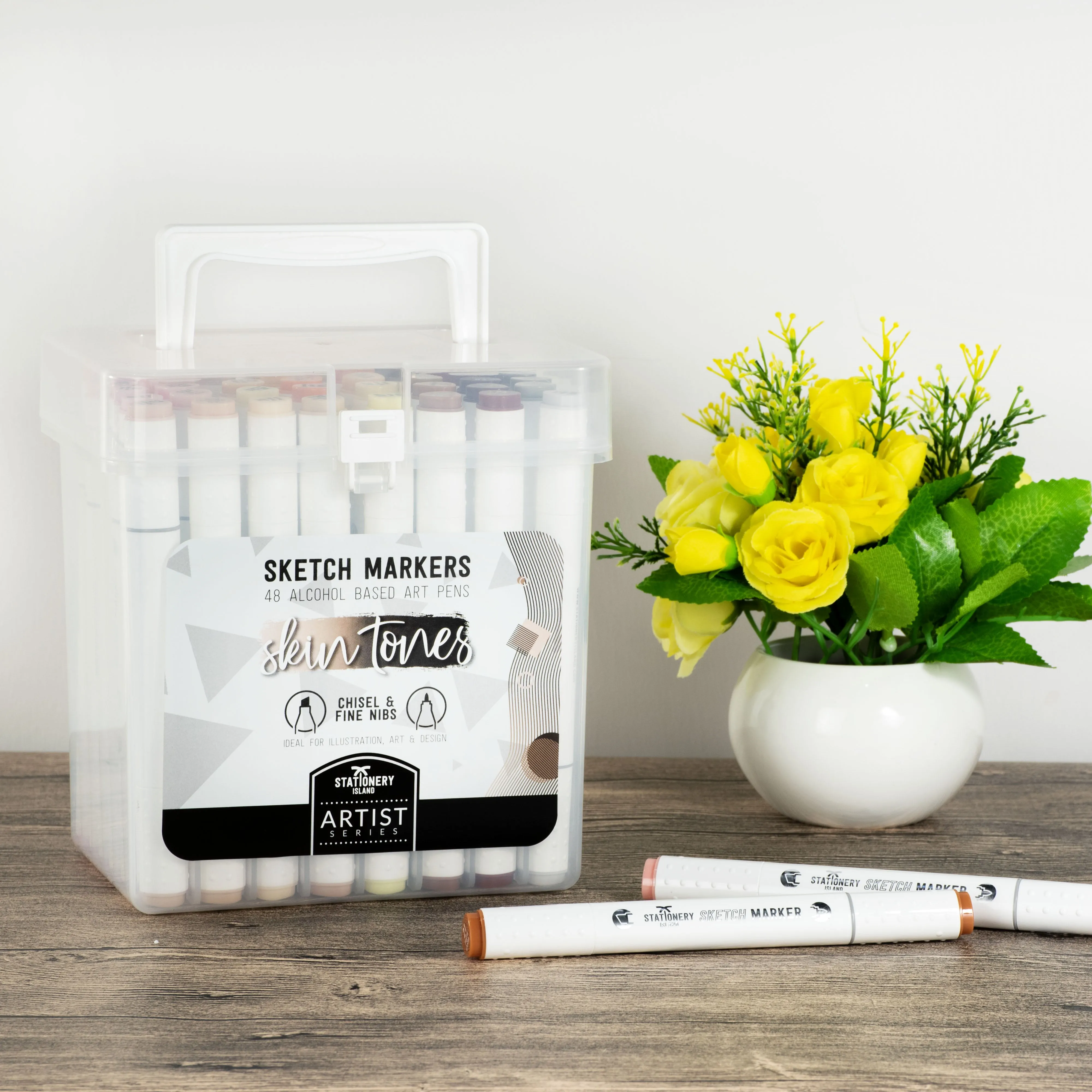 Skin Tones Sketch Markers & Hard Carry Case - Set of 48