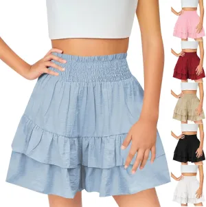 Skorts for Girls Summer Comfy Flowy Girls Shorts Size 10-12 Casual Ruffle Butterfly Short Pants with Liner