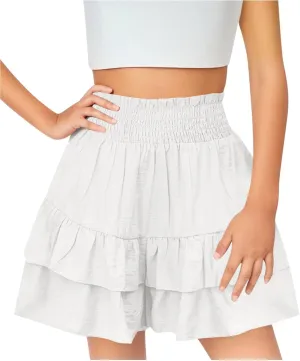 Skorts for Girls Summer Comfy Flowy Girls Shorts Size 10-12 Casual Ruffle Butterfly Short Pants with Liner