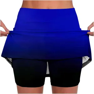 Skorts for Woman Fashion Casual Ombre Biker Shorts Womens Summer Outfits Comfy High Waisted Tummy Control Bottoms
