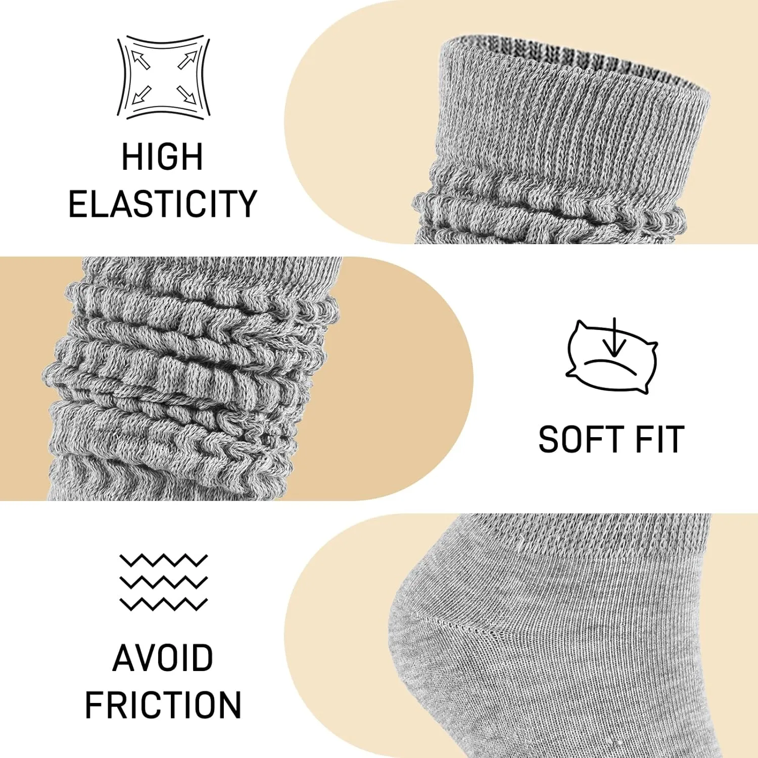 Slouch Socks for Woman 3 Pack Scrunch Socks Soft High Boot Socks Warm Thick Knit Woman Long Socks