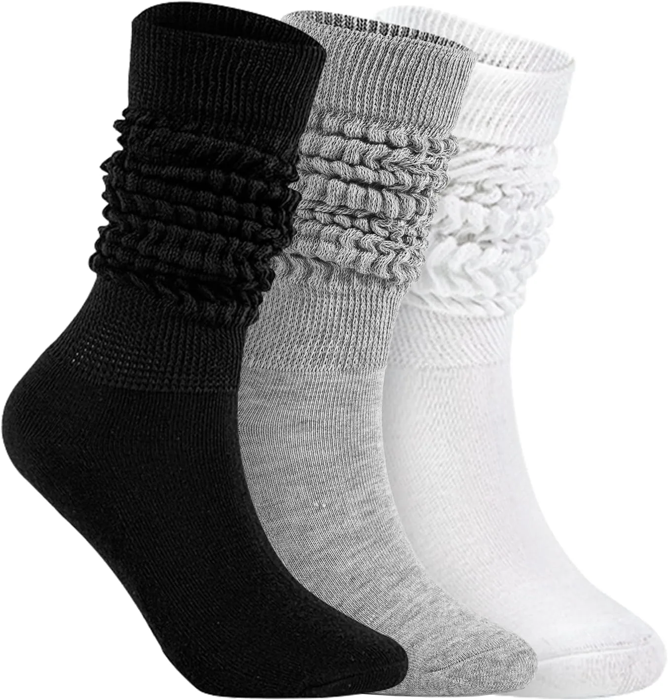Slouch Socks for Woman 3 Pack Scrunch Socks Soft High Boot Socks Warm Thick Knit Woman Long Socks