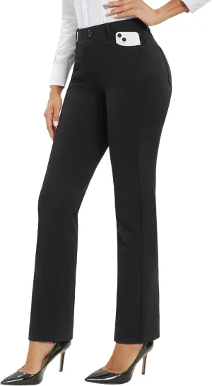Stelle Women Dress Pants Business Casual Straight Leg 30" Stretch Work Pants Pull On Regular Slacks with 4 Pockets
