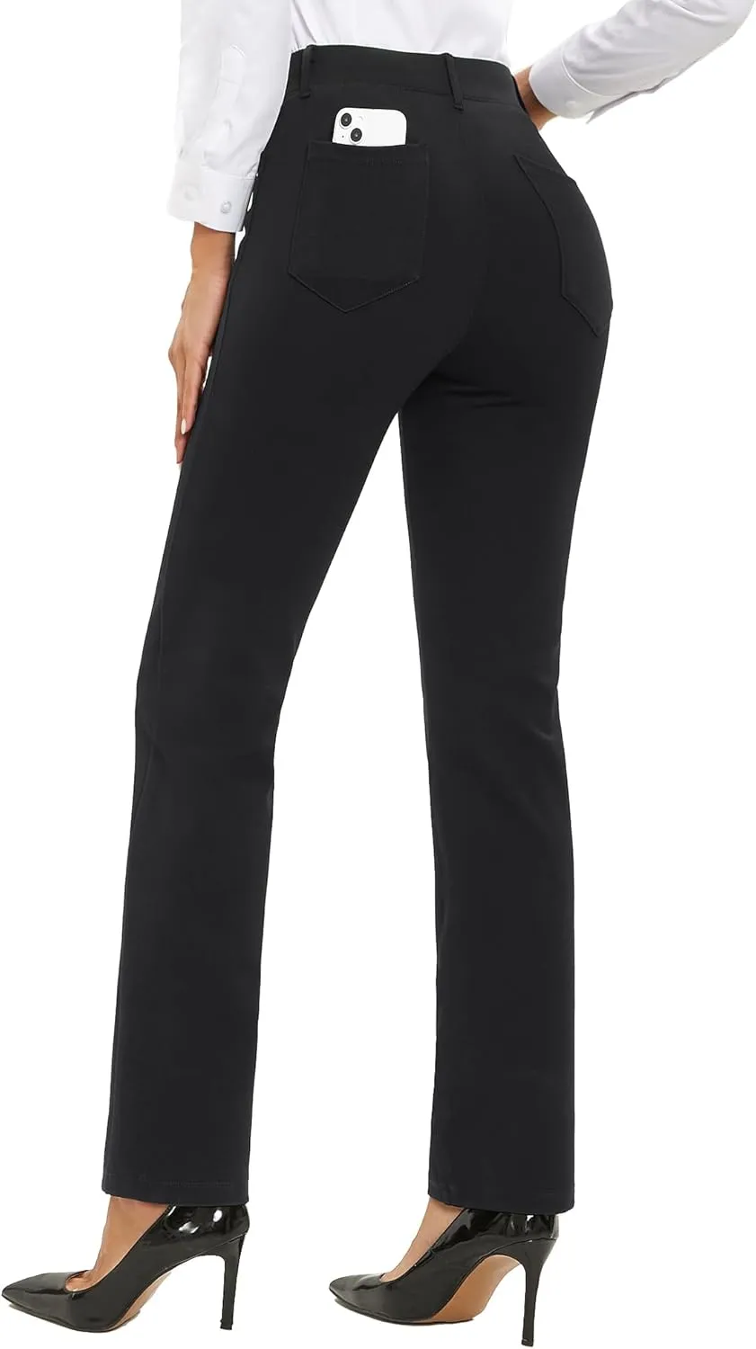 Stelle Women Dress Pants Business Casual Straight Leg 30" Stretch Work Pants Pull On Regular Slacks with 4 Pockets