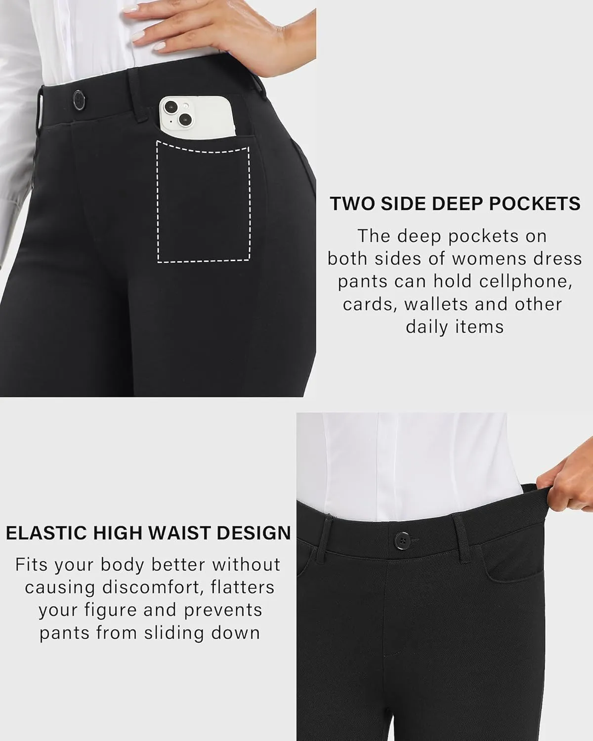 Stelle Women Dress Pants Business Casual Straight Leg 30" Stretch Work Pants Pull On Regular Slacks with 4 Pockets