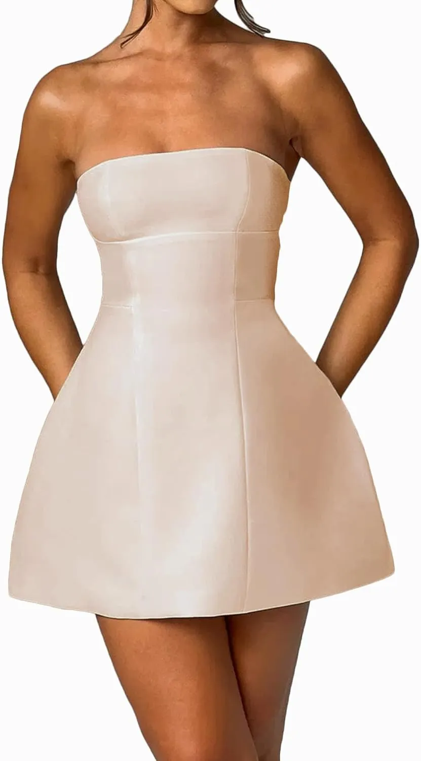 Strapless Short Homecoming Dresses for Teens 2025 A Line Mini Cocktail Gowns Backless Sleeveless Graduation Dress