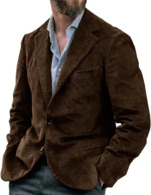Suit for Men Corduroy Jacket Slim Fit Single Breasted Blazers Mens Sport Coats Tweed Jacket Formal Clothes