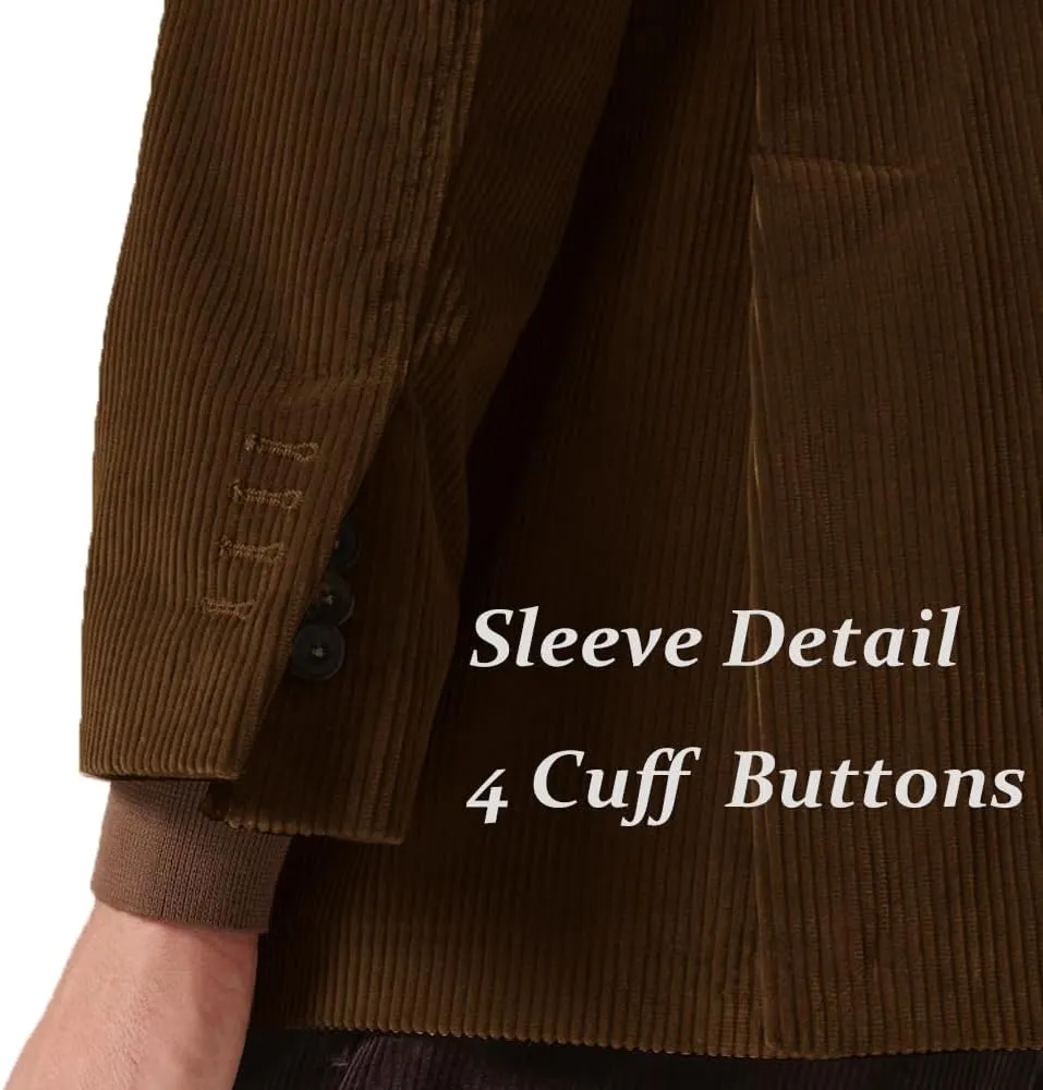 Suit for Men Corduroy Jacket Slim Fit Single Breasted Blazers Mens Sport Coats Tweed Jacket Formal Clothes