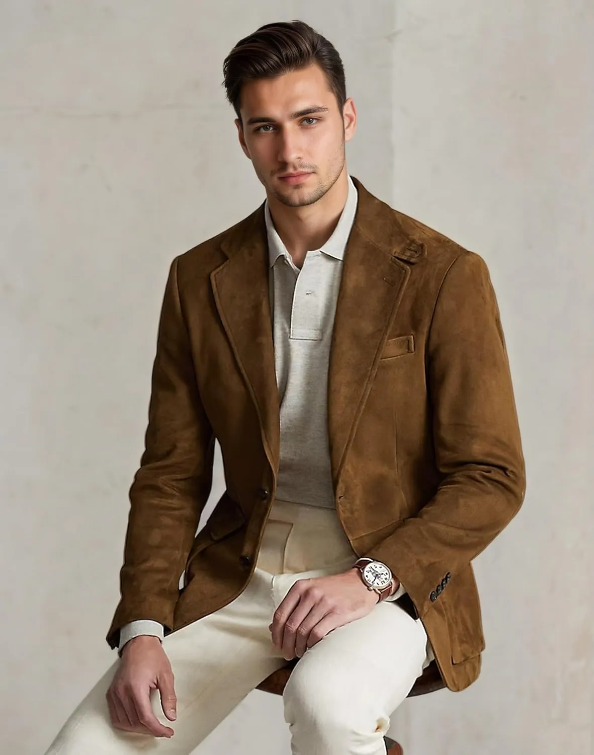 Suit for Men Suede Winter Jacket Slim Fit Single Breasted New in Suits & Blazers Mens Sport Coats Jacket