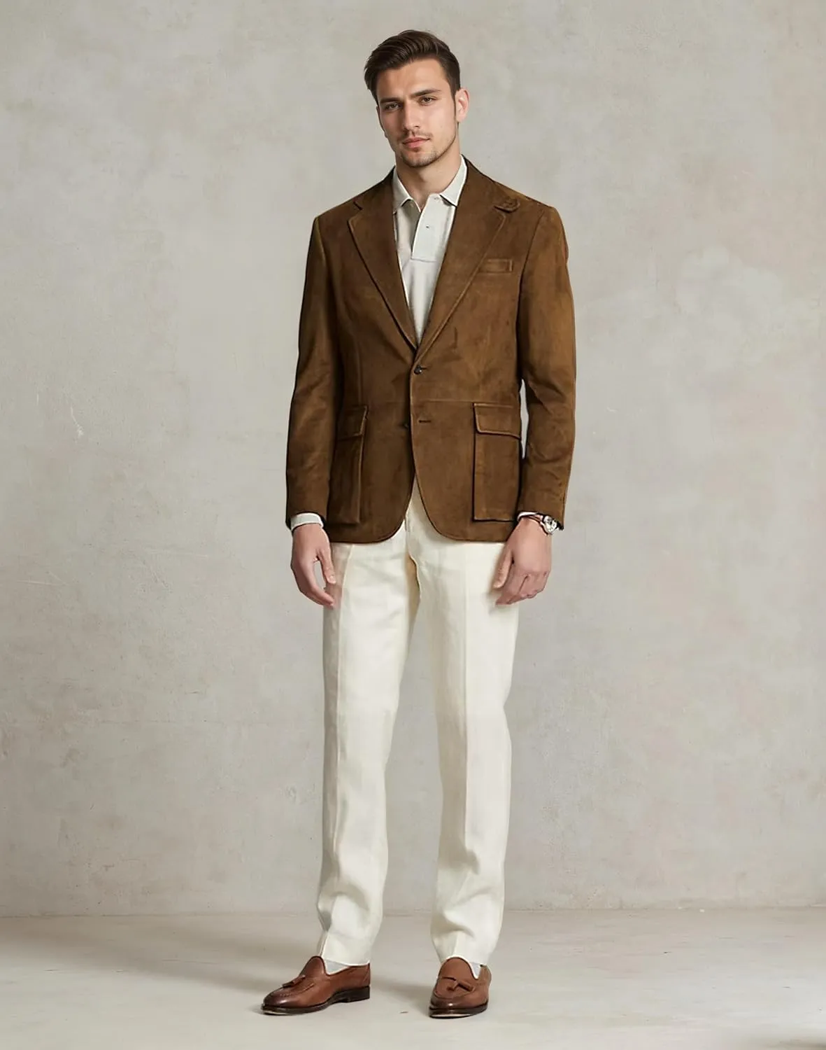Suit for Men Suede Winter Jacket Slim Fit Single Breasted New in Suits & Blazers Mens Sport Coats Jacket