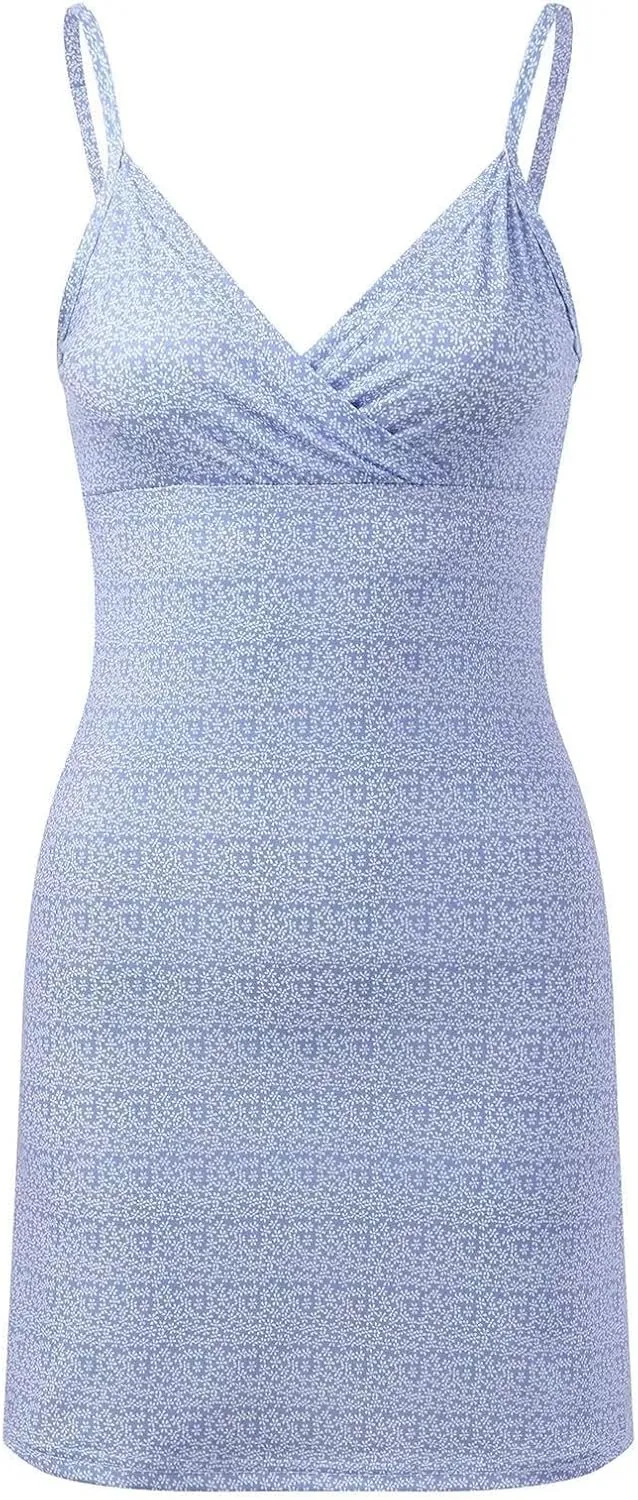 Summer Dresses for Women 2025 Boho Sexy Sleeveless Floral Print Tie Shoulder Cami Mini Dress A Line V-Neck Short Dresses