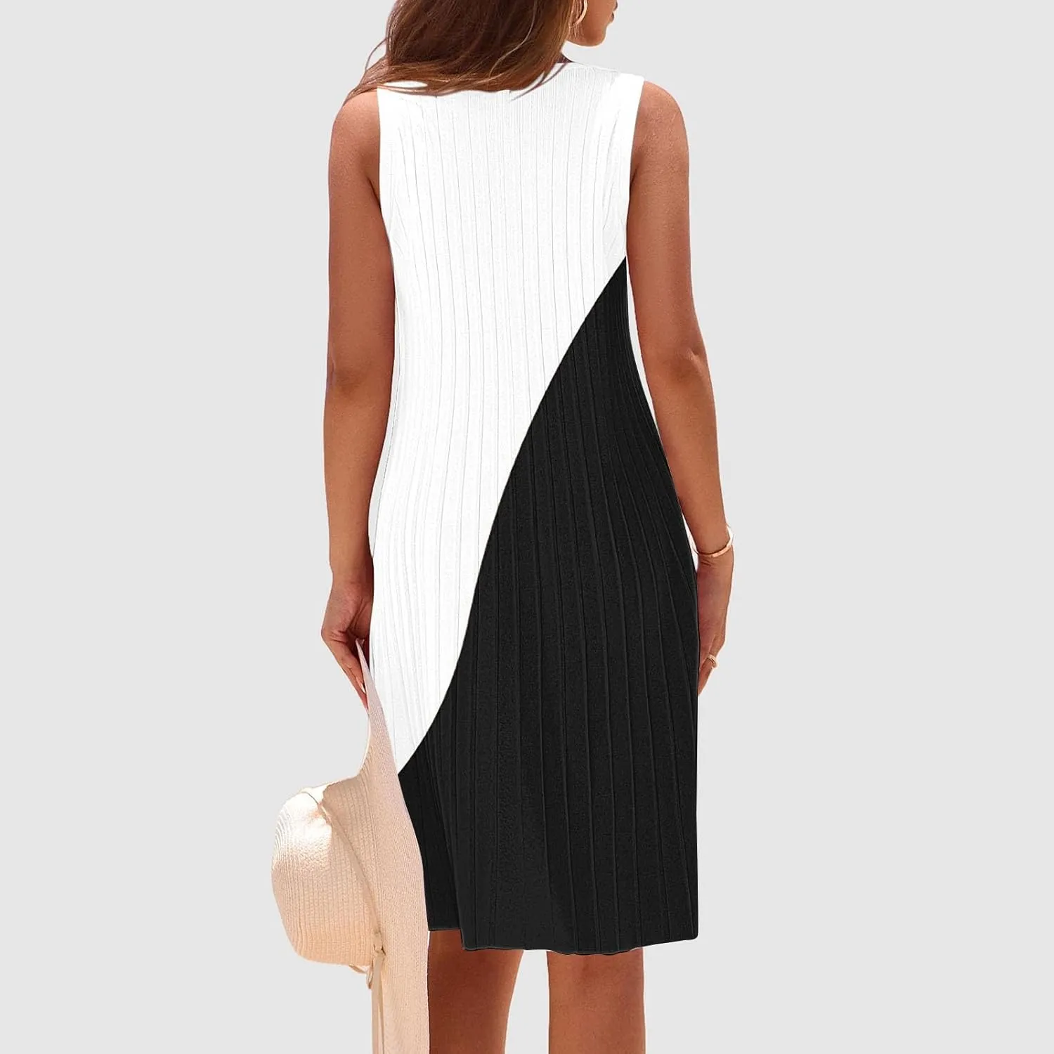 Summer Dresses for Women 2025 Loose Beach Vacation Casual Crew Neck Casual Boho Dress Sleeveless Sundresses with Pockets