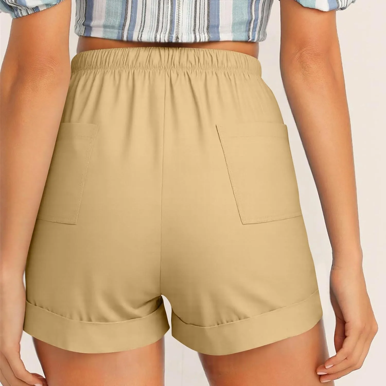Summer Shorts for Women Plus Size Casual Elastic Waist Drawstring Short 5 Inch Inseam Beach Vacation Outfits
