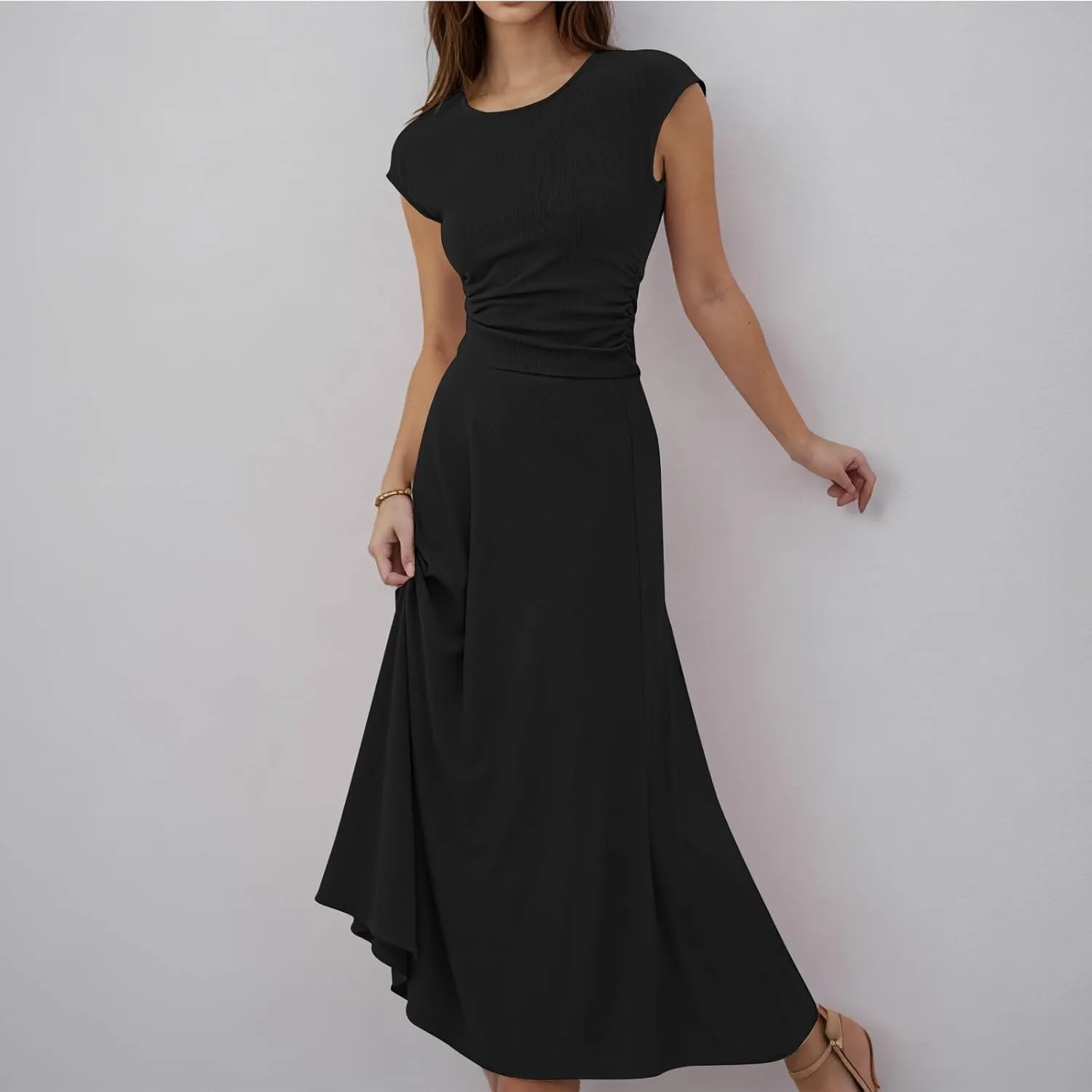Summer Two Piece Sets For Women Short Sleeve Cropped Tops And Pleated Midi Skirt Lounge Sets Solid Travel Lounge Sets