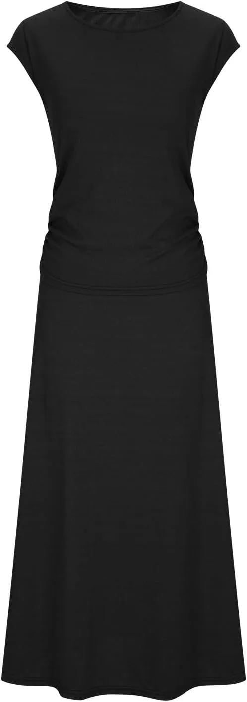 Summer Two Piece Sets For Women Short Sleeve Cropped Tops And Pleated Midi Skirt Lounge Sets Solid Travel Lounge Sets