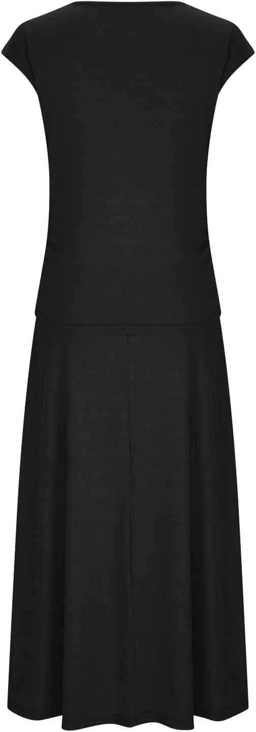 Summer Two Piece Sets For Women Short Sleeve Cropped Tops And Pleated Midi Skirt Lounge Sets Solid Travel Lounge Sets