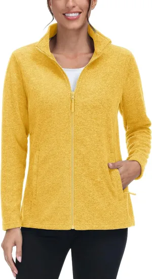 TACVASEN Women's Full Zip Fleece Jacket Lightweight Jacket Womens Winter Warm Coats with 2 Zipper Pockets