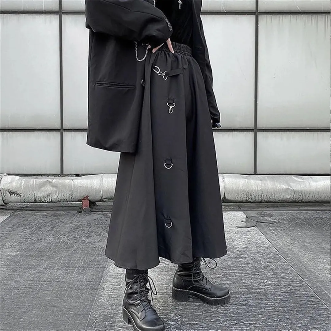 TdvcpmkkWomen's High-Waist Buckle Irregular Adjustable Long Skirt