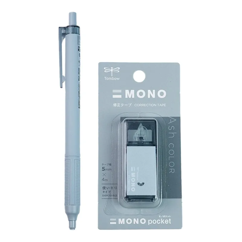 TOMBOW MONO Lite Misty Gray Limited 0.5mm Oily Pen Ball Pen   Correction Tape Office Study Japanese Stationery Limited Edition Taupe Sage Green Iron Gray Lavender Purple