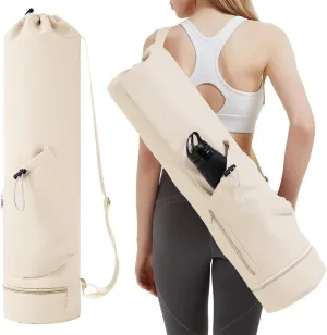 Travel Garment Bags Yoga Mat Handbag Travel Bag Sports Fitness Bag Yoga Mat Bag Duffle Bag(Beige)