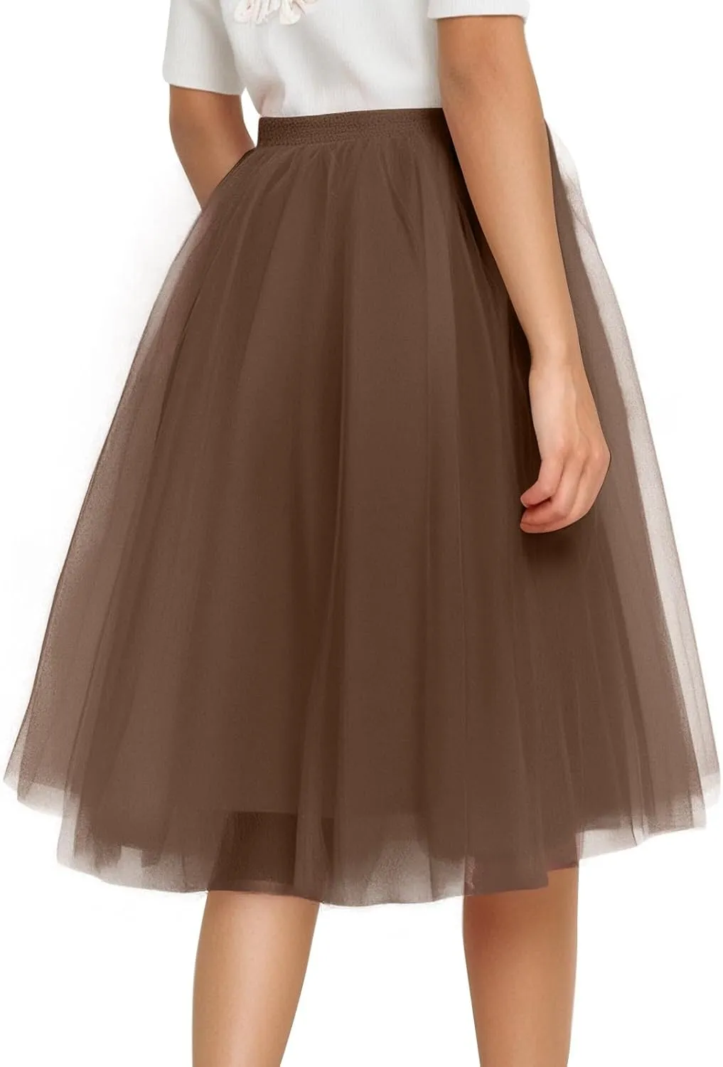 Tulle Skirts for Women Midi Skorts Elastic High Waisted Layered A Line Skirt Tutu Skirt for Prom Party