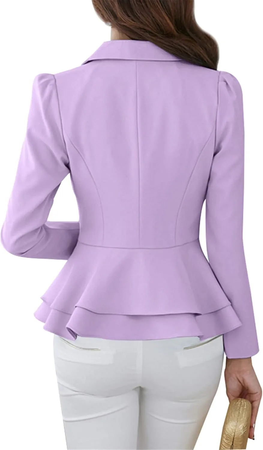 TYQQU Women's Work Office Button Down Blazer Business Loose Fit Long Sleeve Blazer