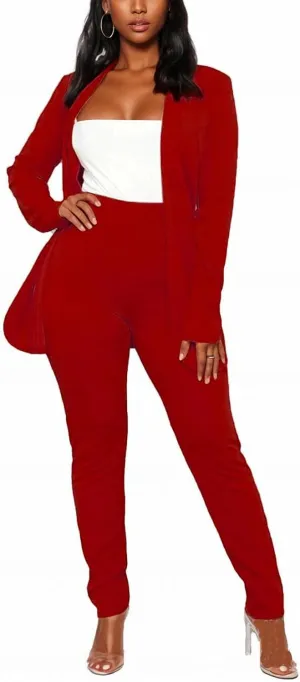 Vakkest Womens Suits 2 Piece Set Business Formal Outfit Casual Long Sleeve Blazer and Office Work Pencil Pants Dressy