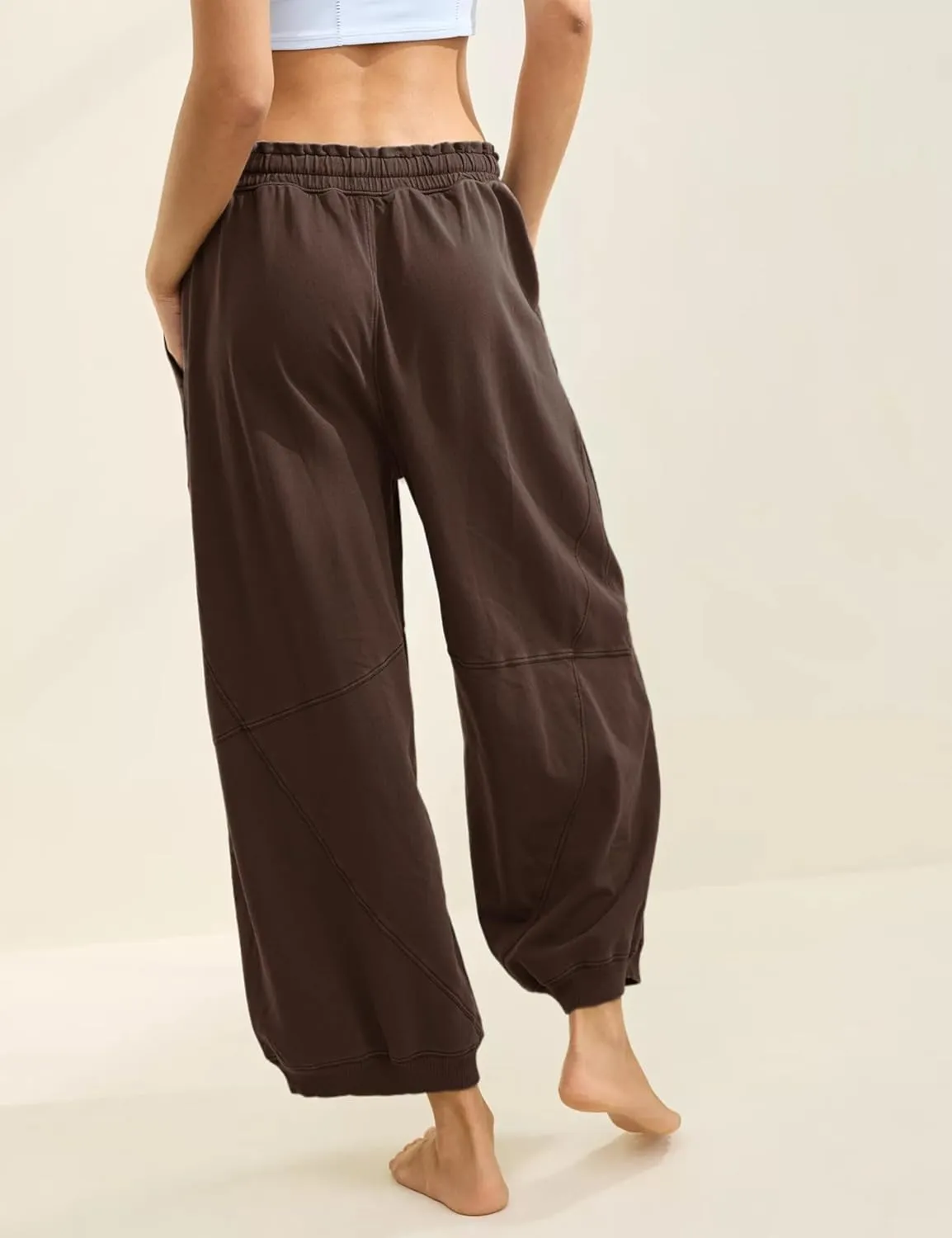 Watashi Women Wide Leg Pants Casual Elastic Wasited Summer Trouser Slacks Beach Palazzo Harem Pants