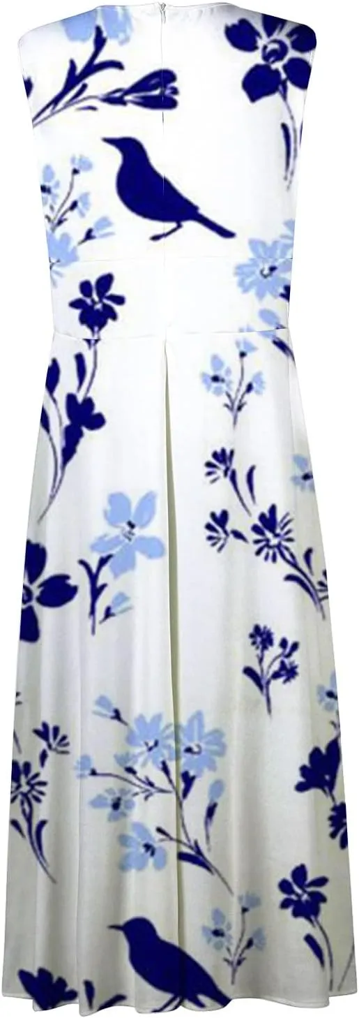 Wedding Guest Dresses for Women Wrap V Neck Sleeveless Marble Floral Printed Maxi Dress Flowy Swing Party Sundress