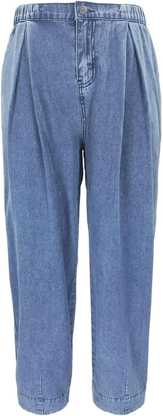 Wide Leg Jeans for Women High Waisted Flare Cropped Denim Pants High Waisted Straight Leg Stretchy Baggy Trousers