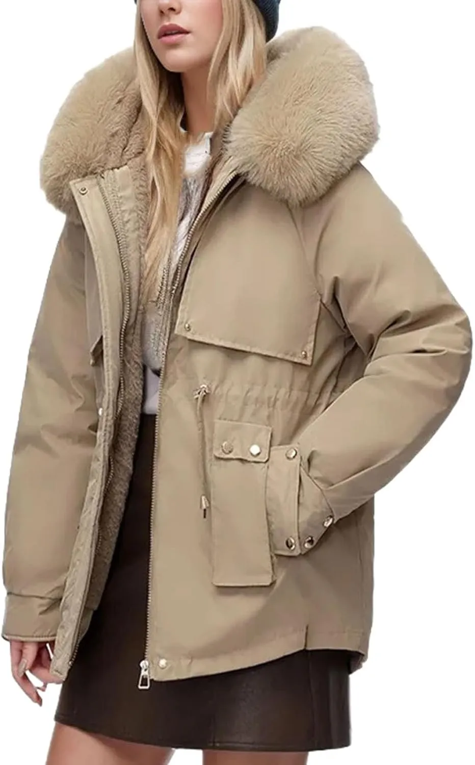 Winter Padded Jacket Women's Down Cotton Jacket Furs Collar Thicken Warm Parkas Fashion Female Loose Coats