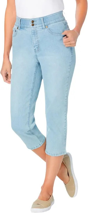 Woman Within Plus Size Secret Solutions; Tummy Smoothing Denim Jean Capri
