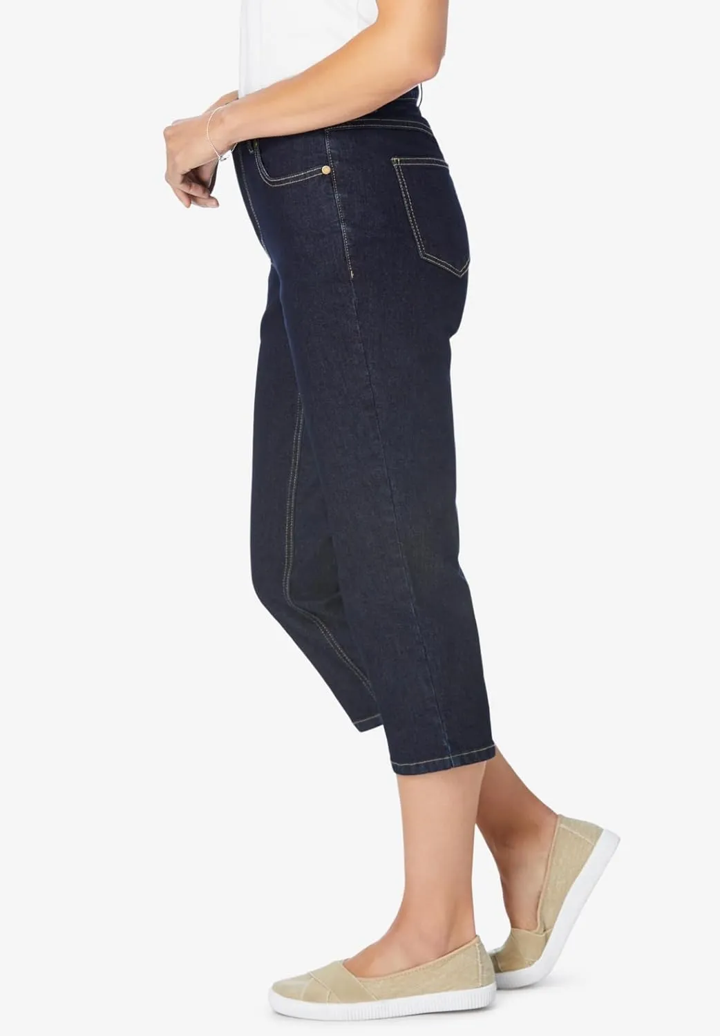 Woman Within Plus Size Secret Solutions; Tummy Smoothing Denim Jean Capri
