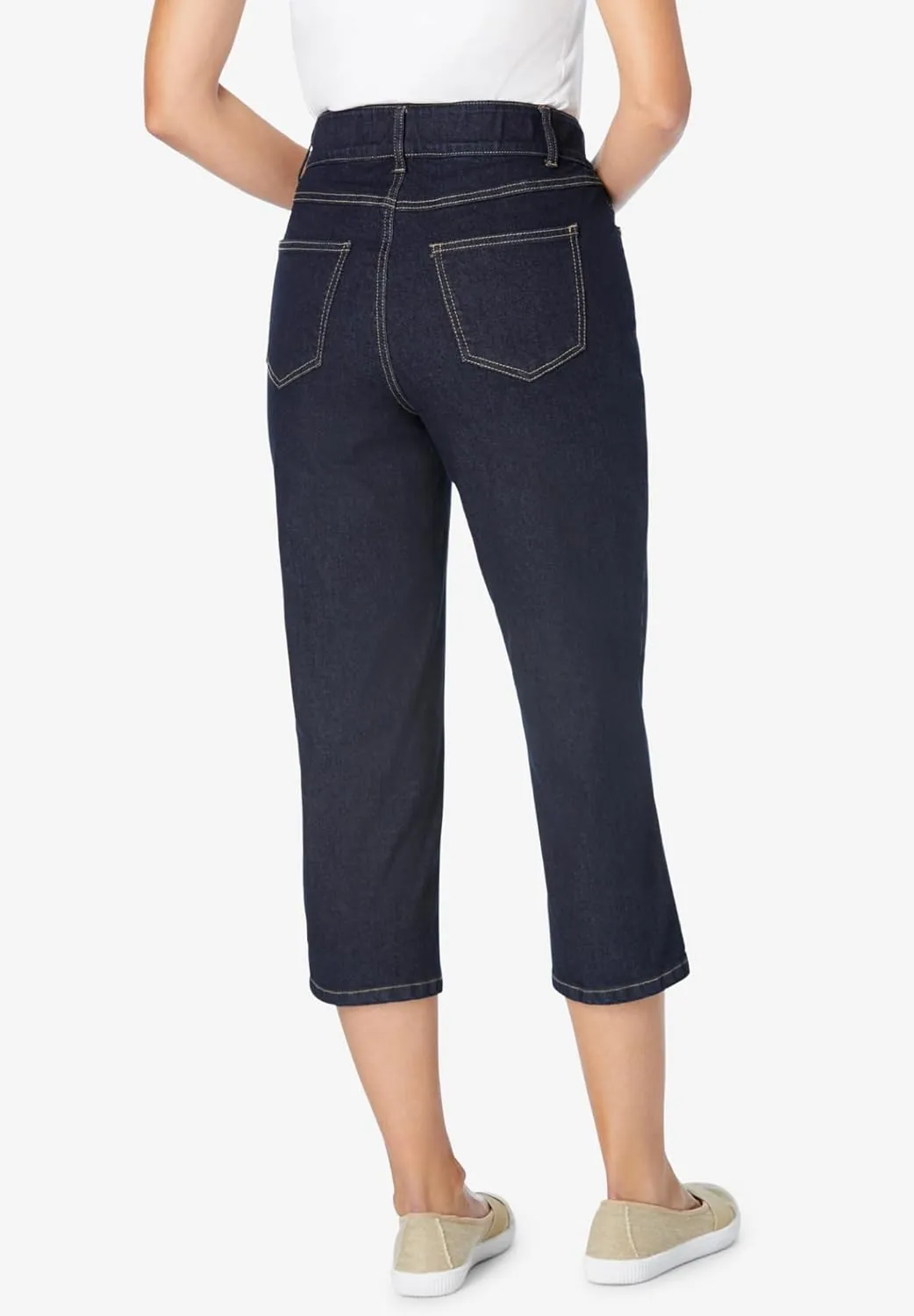 Woman Within Plus Size Secret Solutions; Tummy Smoothing Denim Jean Capri