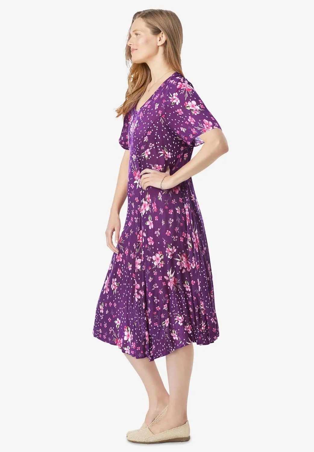 Woman Within Women's Plus Size Short Crinkle Dress
