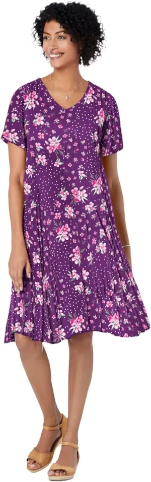 Woman Within Women's Plus Size Short Crinkle Dress