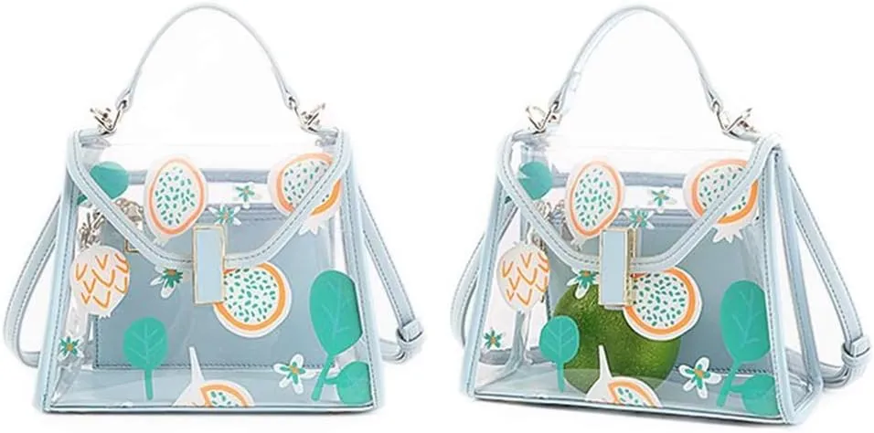 Women Chic Clear Tote Handbags Transparent PVC Satchel Top Handle Cross Body Bag