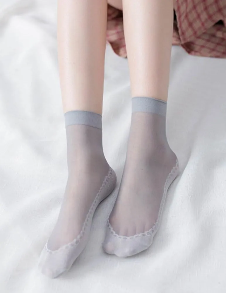 Women's 10 Pairs Silky Thin Nylon Short Ankle Socks