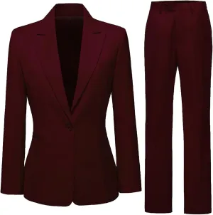 Women's 2 Piece Suit One Button Business Work Office Pants Suits Slim Fit Blazer Jacket Pants Set for Women