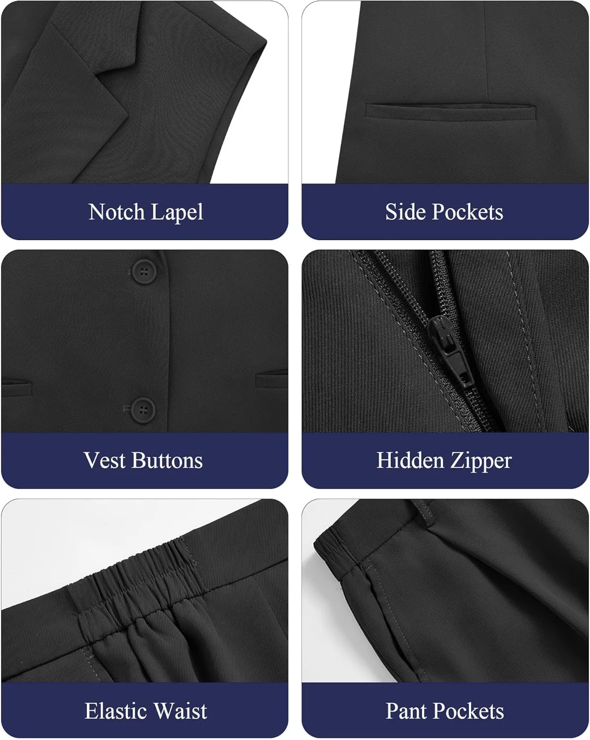 Women's 2 Piece Suit Sets Sleeveless Two Button Vest and Wide Leg Pants Business Casual Work Outfits